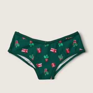 Victoria's Secret PINK Cotton Cheekster Panty Green Holiday Gifts Small NEW